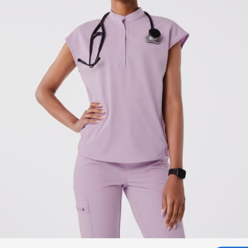 Figs Lavender Cap-Sleeve Medical Top